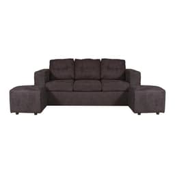 Sofa 3 Cuerpos Nize + 2 Pouf Felpa Negro