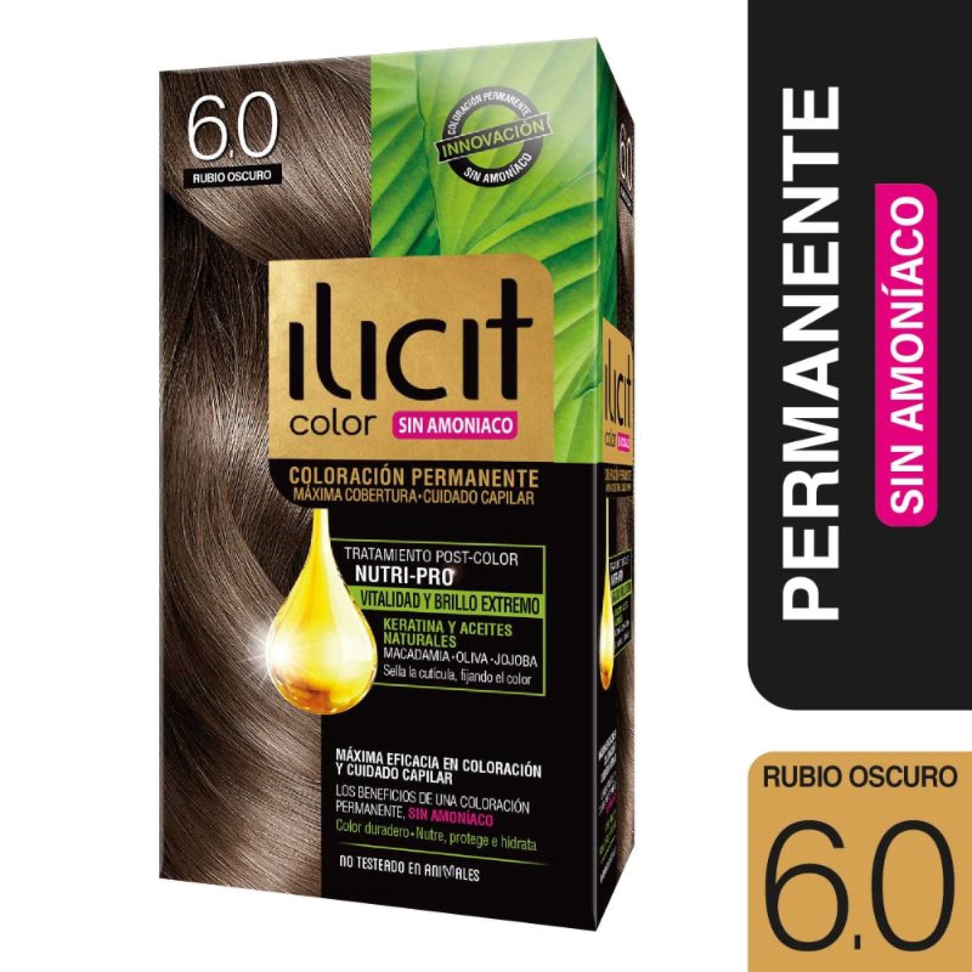 Coloracion Ilicit Permanente Sin Amoniaco 6.0 Rubio Oscuro