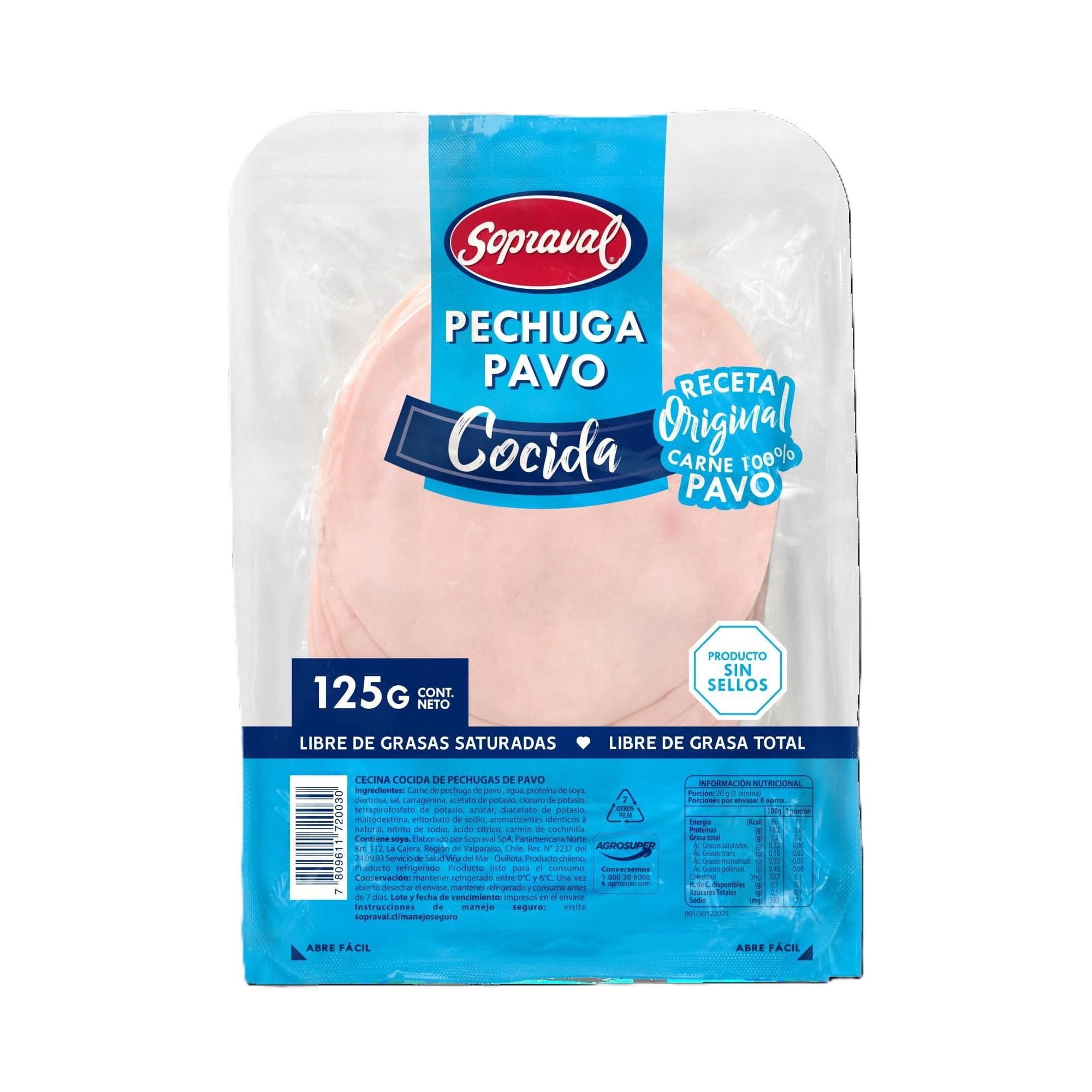 Pechuga de Pavo Cocida, 125 g