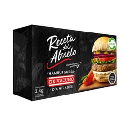 Hamburguesa de Vacuno Pack 10 Un, 1000 gr