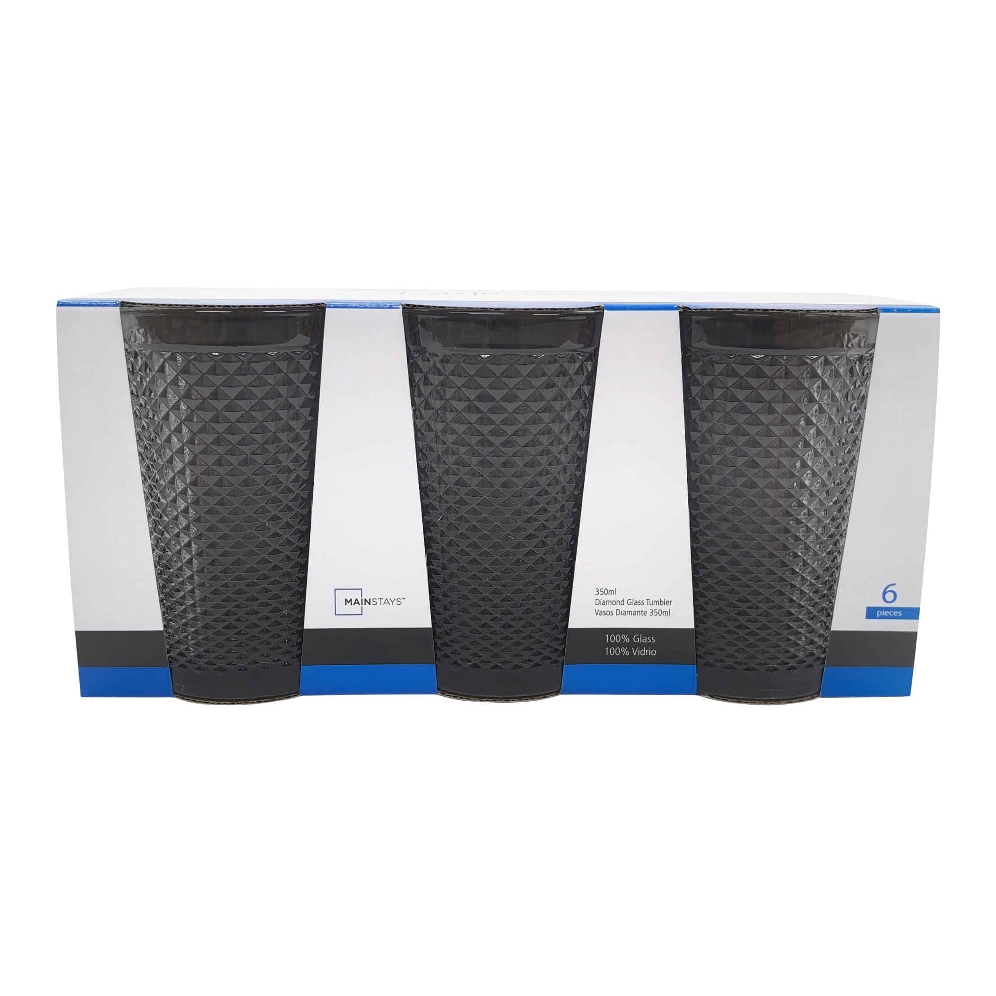 Set 6 Vaso diamond vidrio 350ML gris