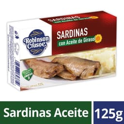 Sardina Aceite de Girasol Caja, Drenado 90 g - Neto 125 g