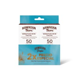 Protector solar Hawaiian Tropic facial sensitive skin pack x2, 120 ml