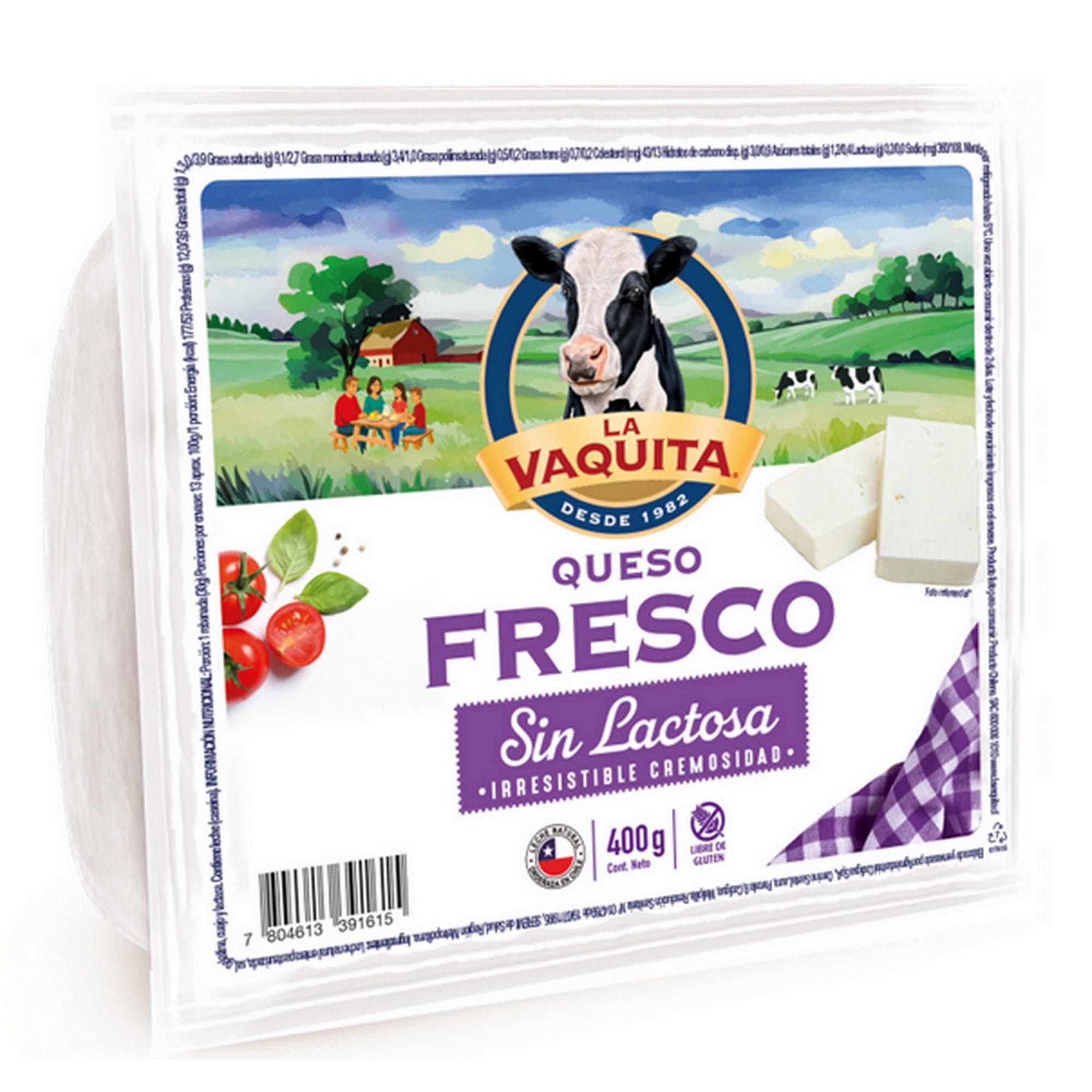 Queso Fresco Sin Lactosa Trozo, 400 g