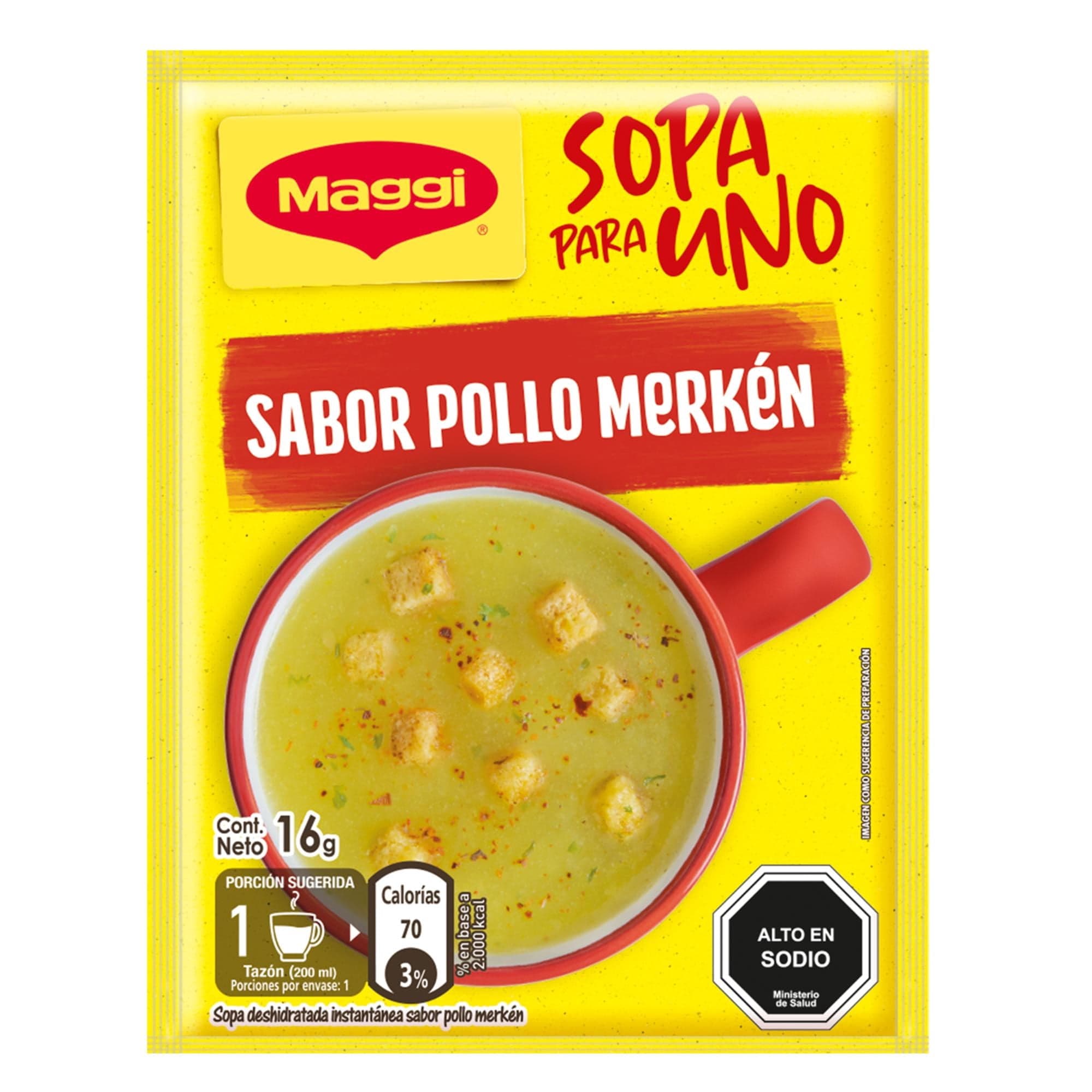 Sopa para Uno Sabor Pollo Merken Sobre, 16 g