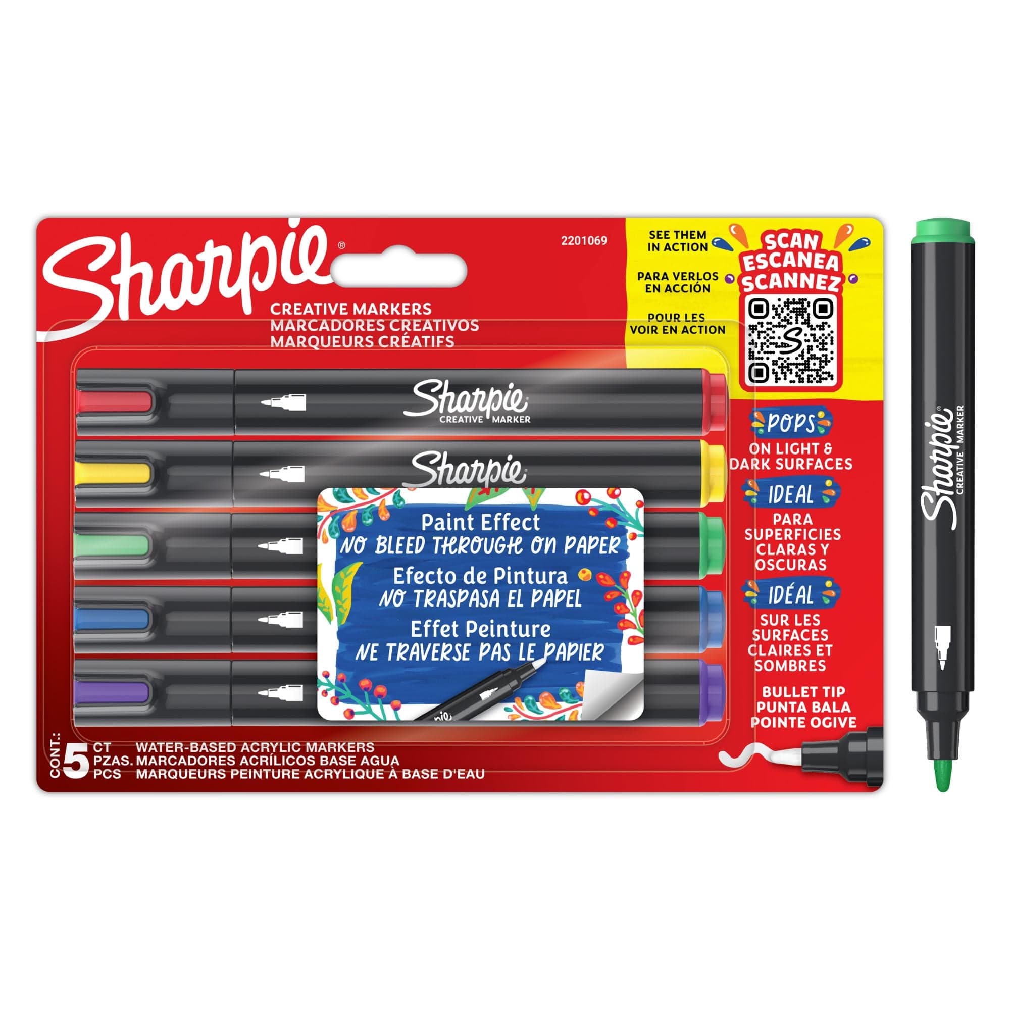 Set 5 Marcadores Sharpie Acrylic P. Bala Basicos