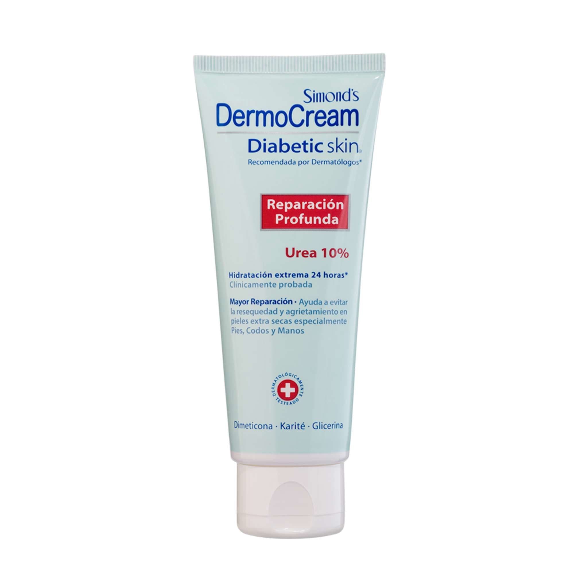 Crema Manos, Pies, Codos Simonds Dermocream Dermocream Diabetic Skin reparacion profunda urea 10%, 80 ml