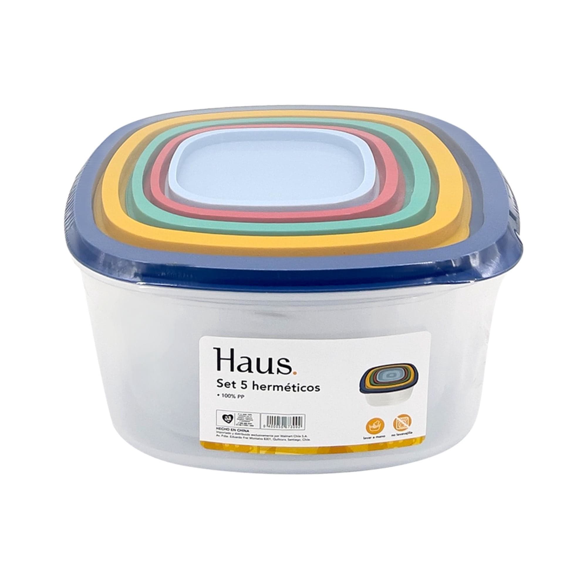 Hermetico Arcoiris Cuadrado Pp 5 Piezas Multicolor