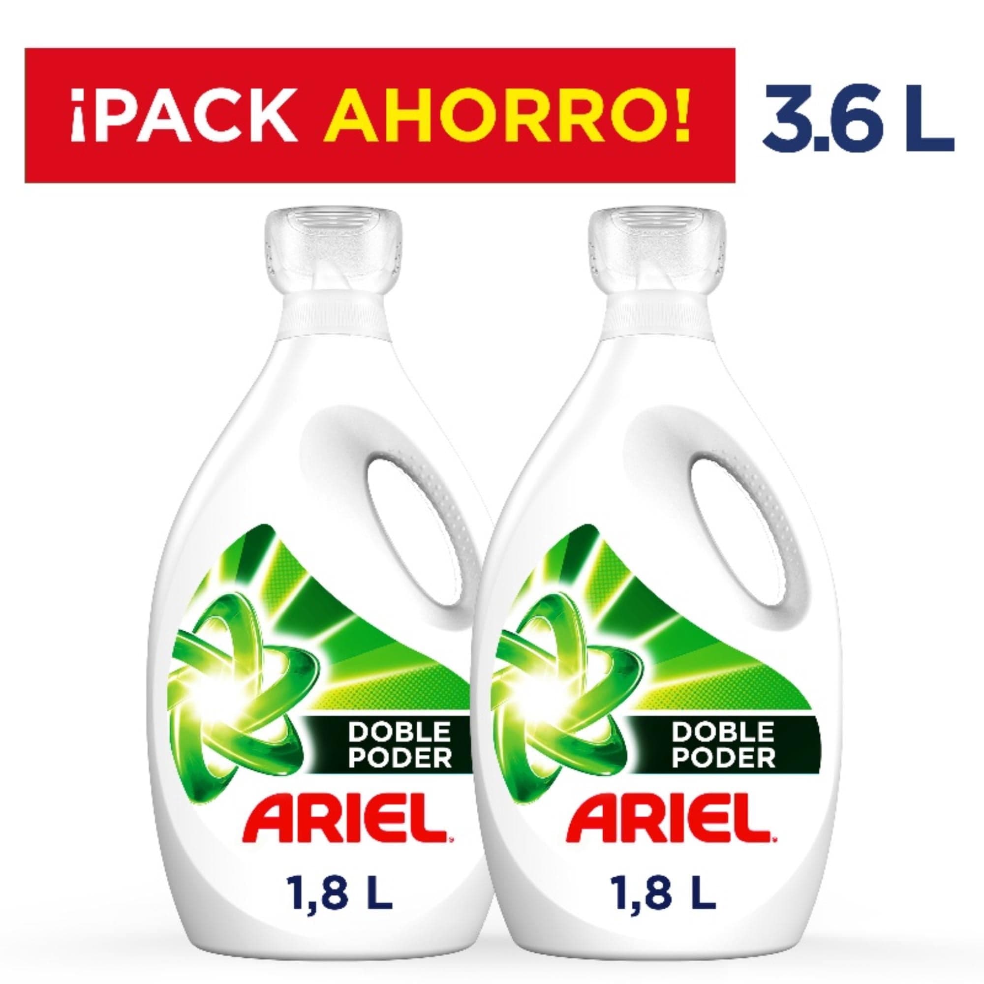 Pack 2 Detergentes Concentrado Liquido Doble Poder 1,8 L c/u Botella, 3.6 L