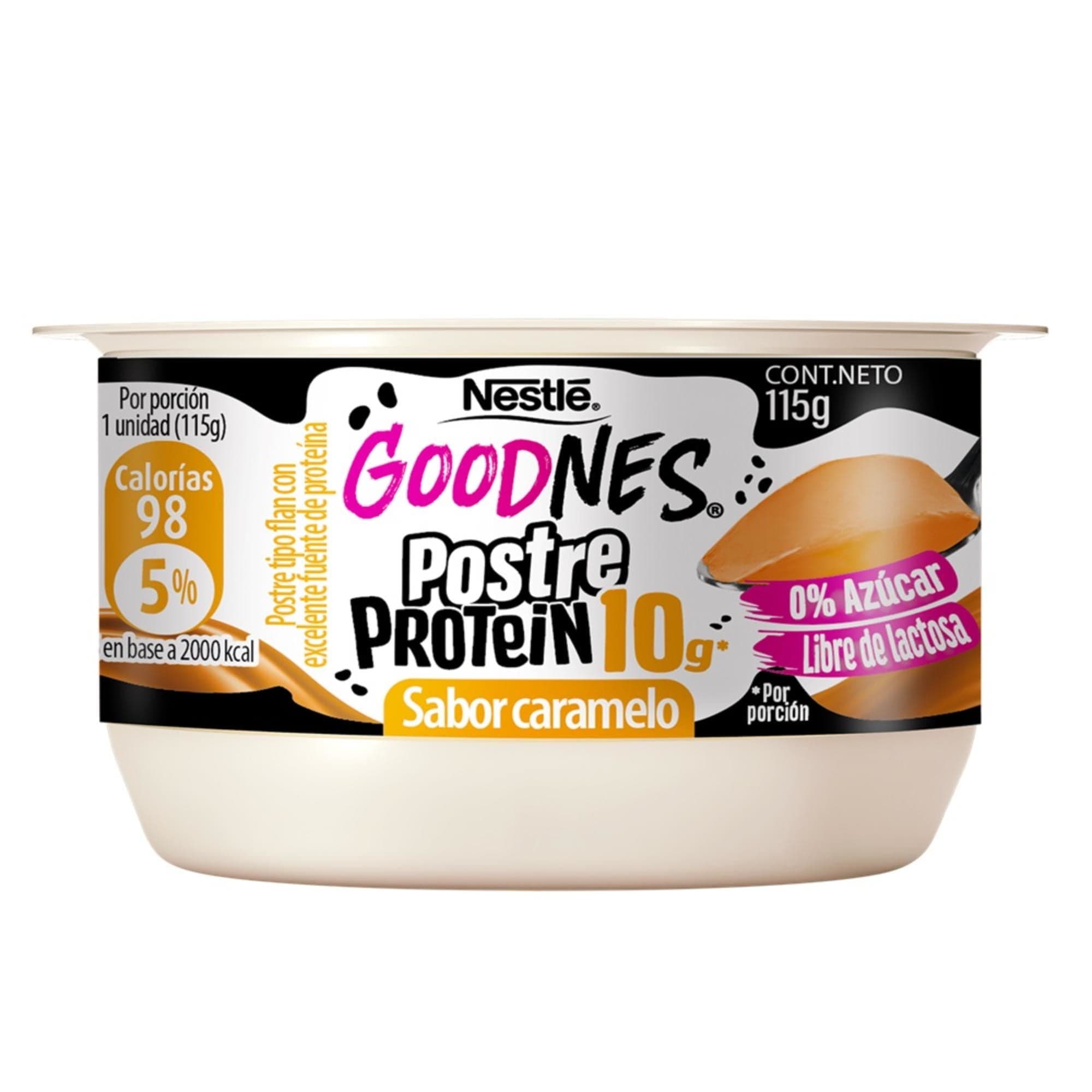 Postre Goodnes Protein Sabor Caramelo Pote, 115 g