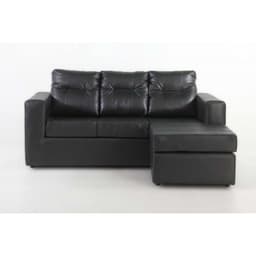 Sofa Modular Rodas 3 Cuerpos Pu Negro