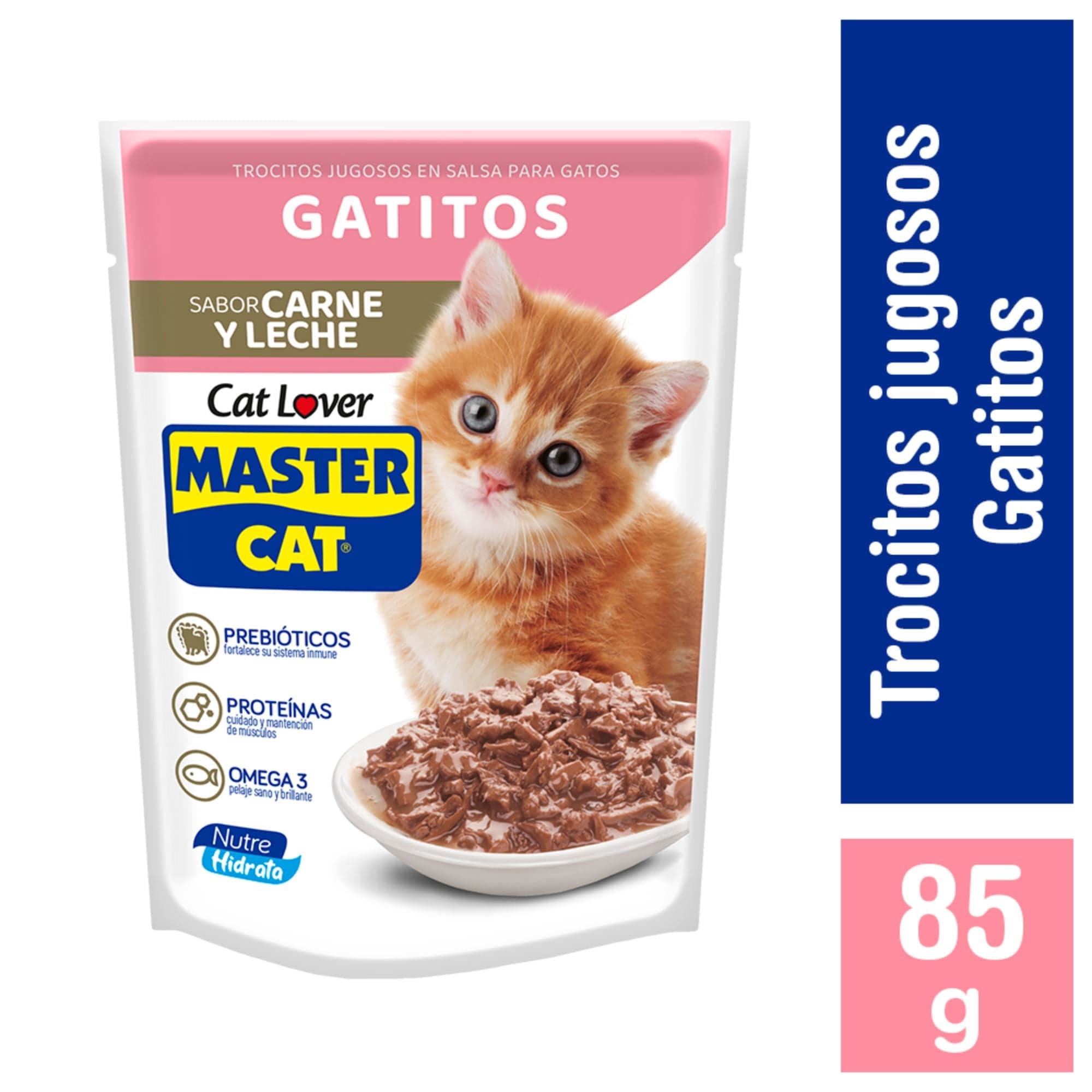 Alimento Humedo Gatito Trocitos Sabor Carne Pouch, 85 g