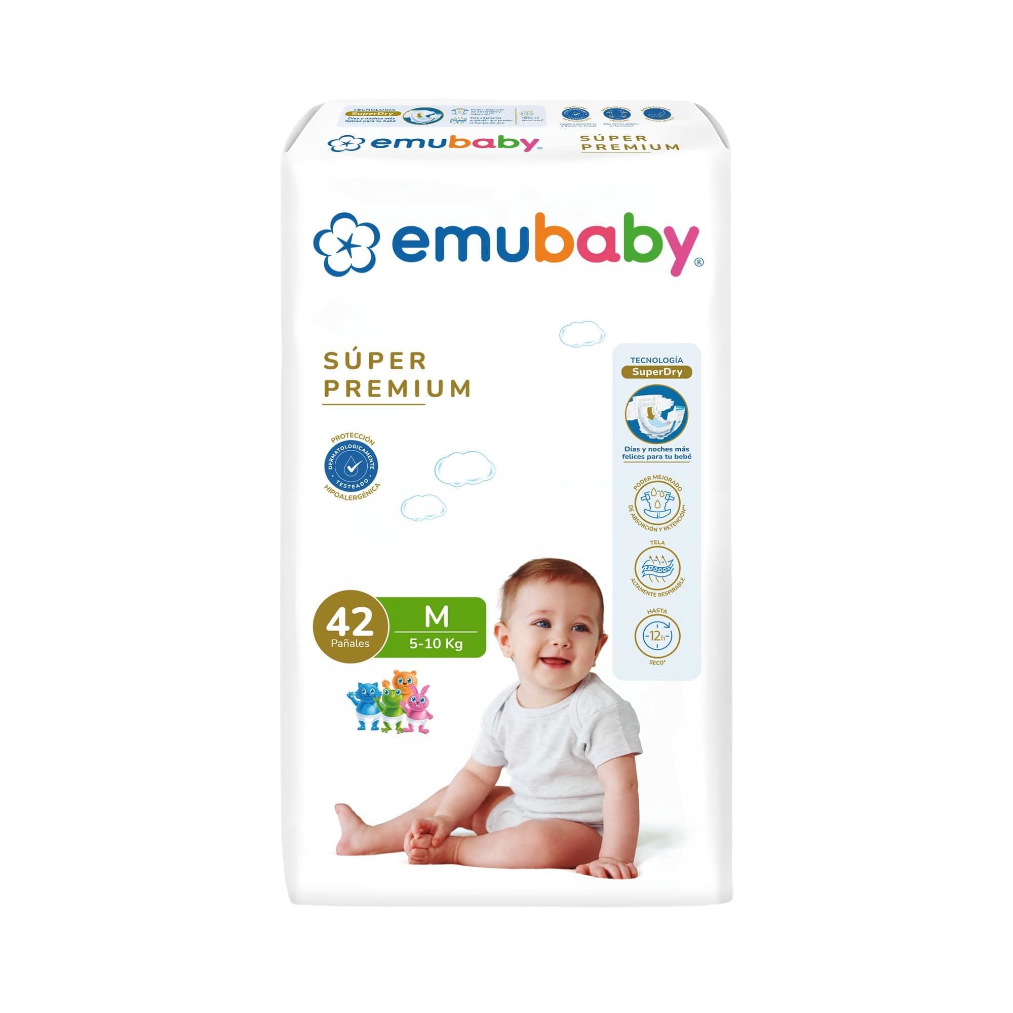 Panales Emubaby Super Premium M, 42 un