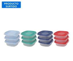 Set De Contenedor 670ML Cuadrado Plastico 3 Piezas, color surtido