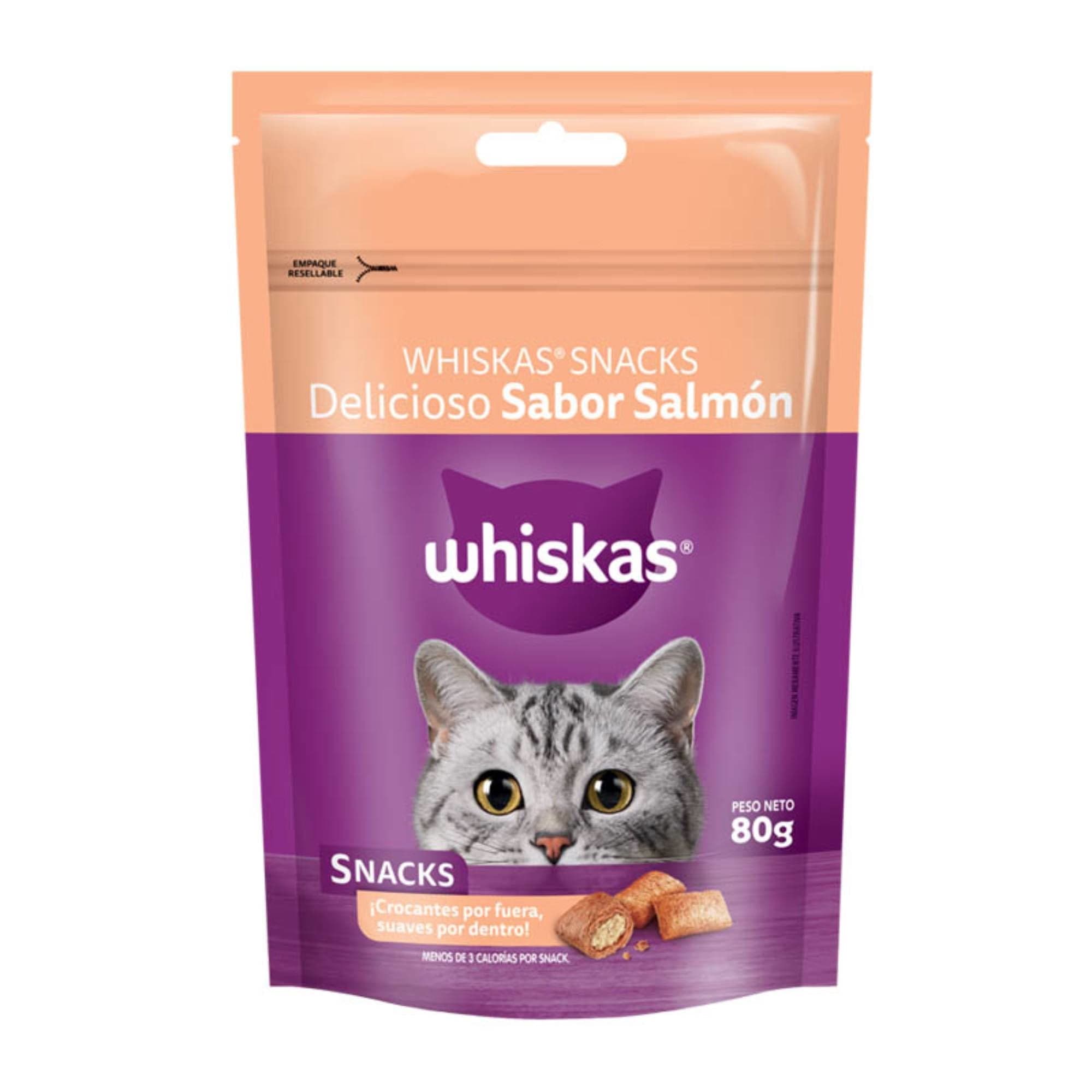 Snack Gato Adulto Pellet Delicioso Sabor Salmon Bolsa, 80 g