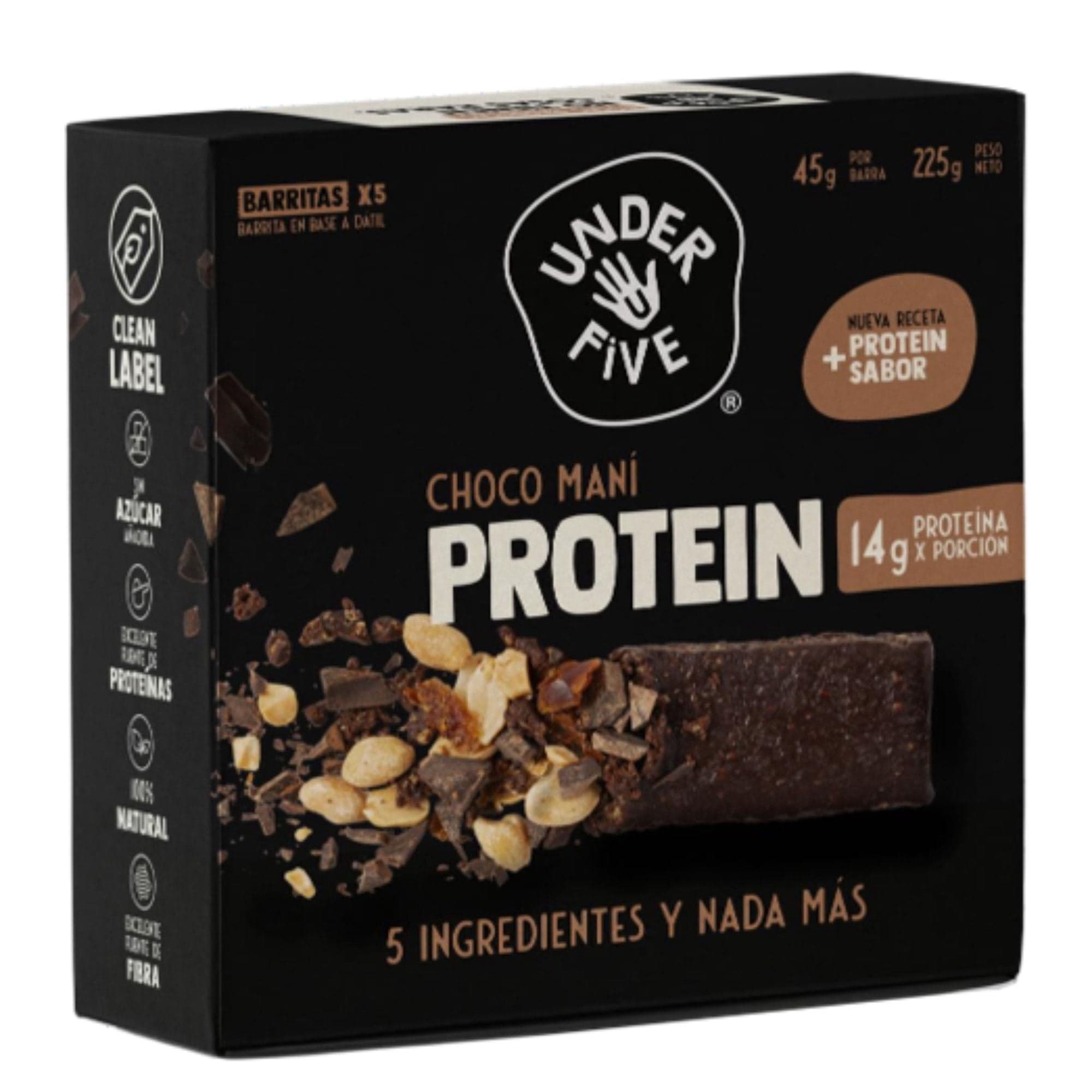 Barrita proteina choco mani underfive 5*45g