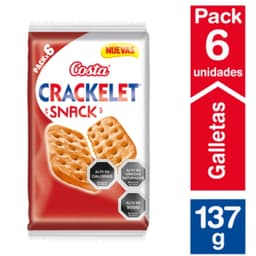 Galletas Saladas Snack 6 Un Bolsa, 137 g