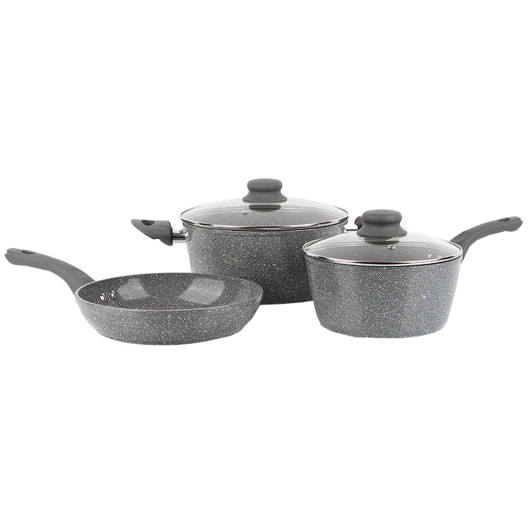 Bateria de Cocina Con Revestimiento De Ceramica 5 Piezas Aluminio Forjado Marmoleado