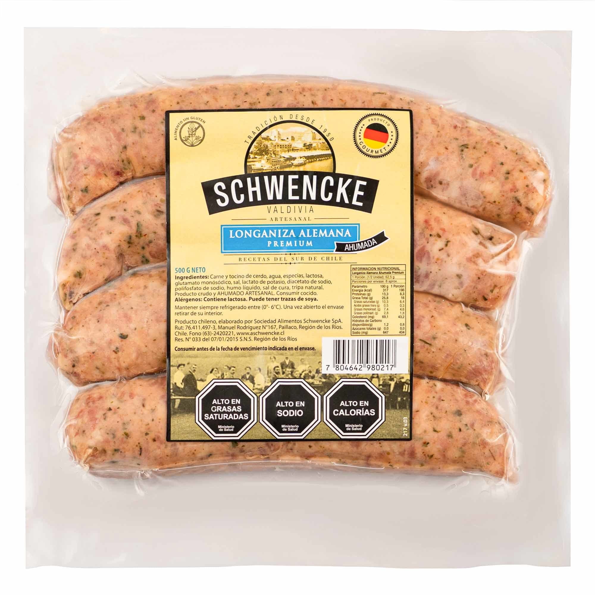 Longaniza Alemanda Ahumada 4 Un, 500 gr