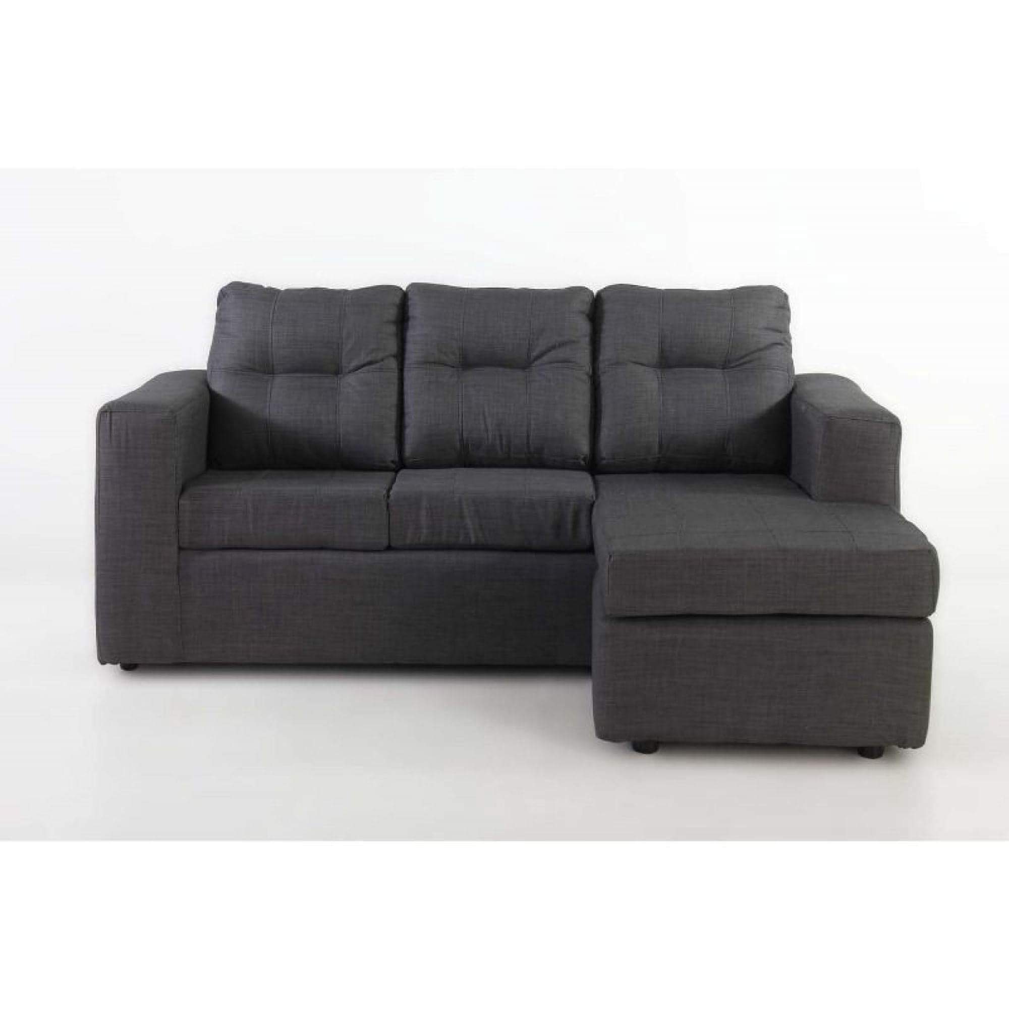 Sofa Modular Rodas 3 Cuerpos Tela Grafito