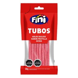 Tubos Frutilla Acida, 80 g