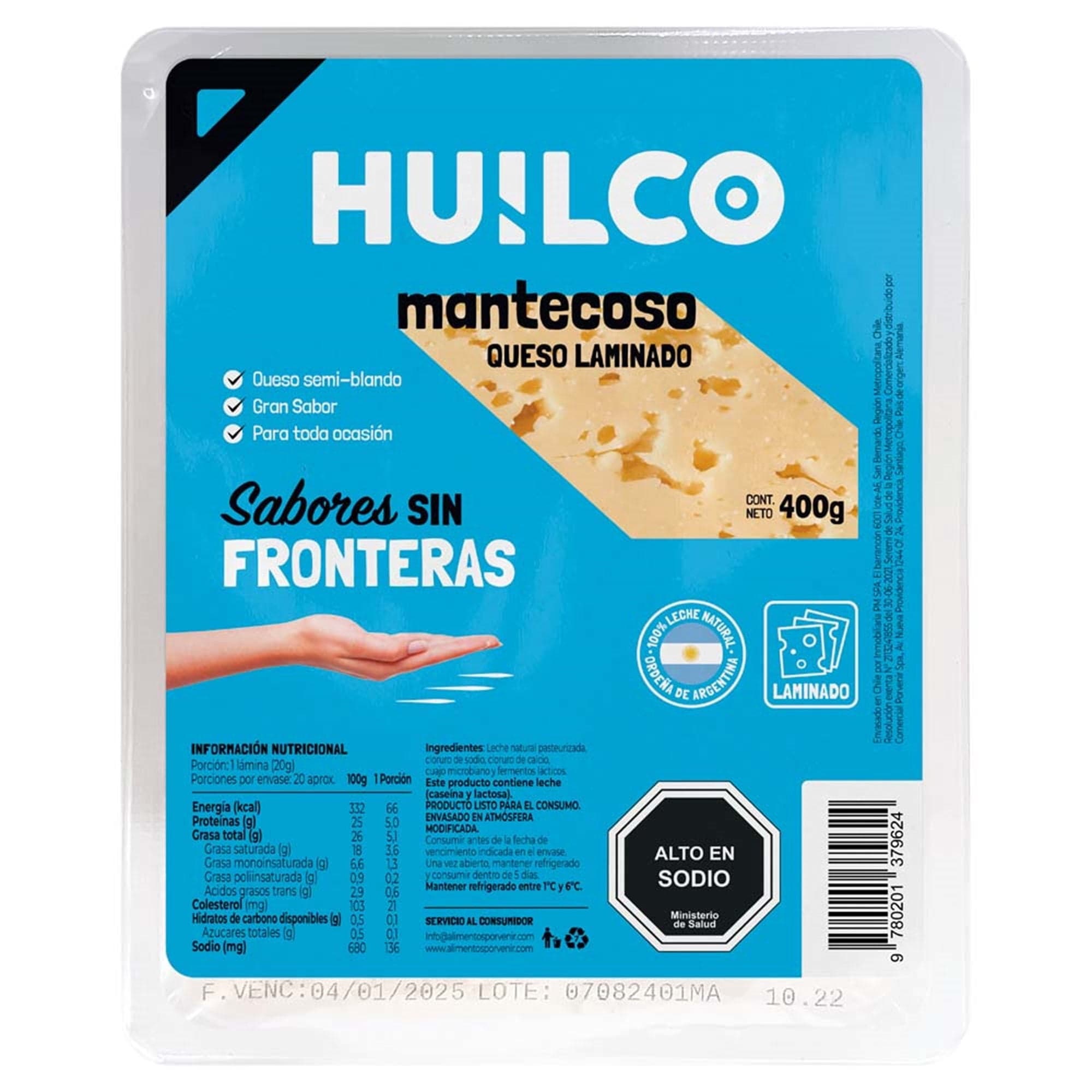 Queso Mantecoso Laminado, 400 g