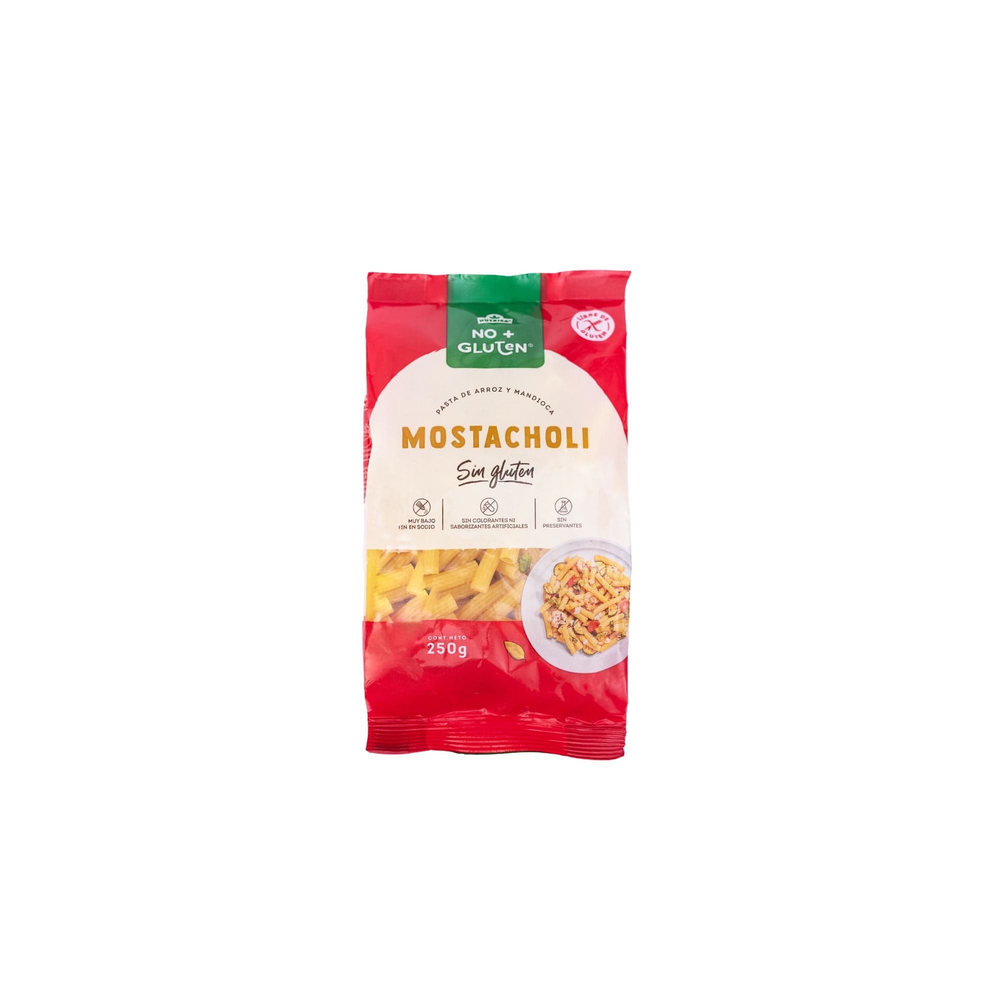 Fideo Pasta Sin Gluten Mostacholi Bolsa, 250 g