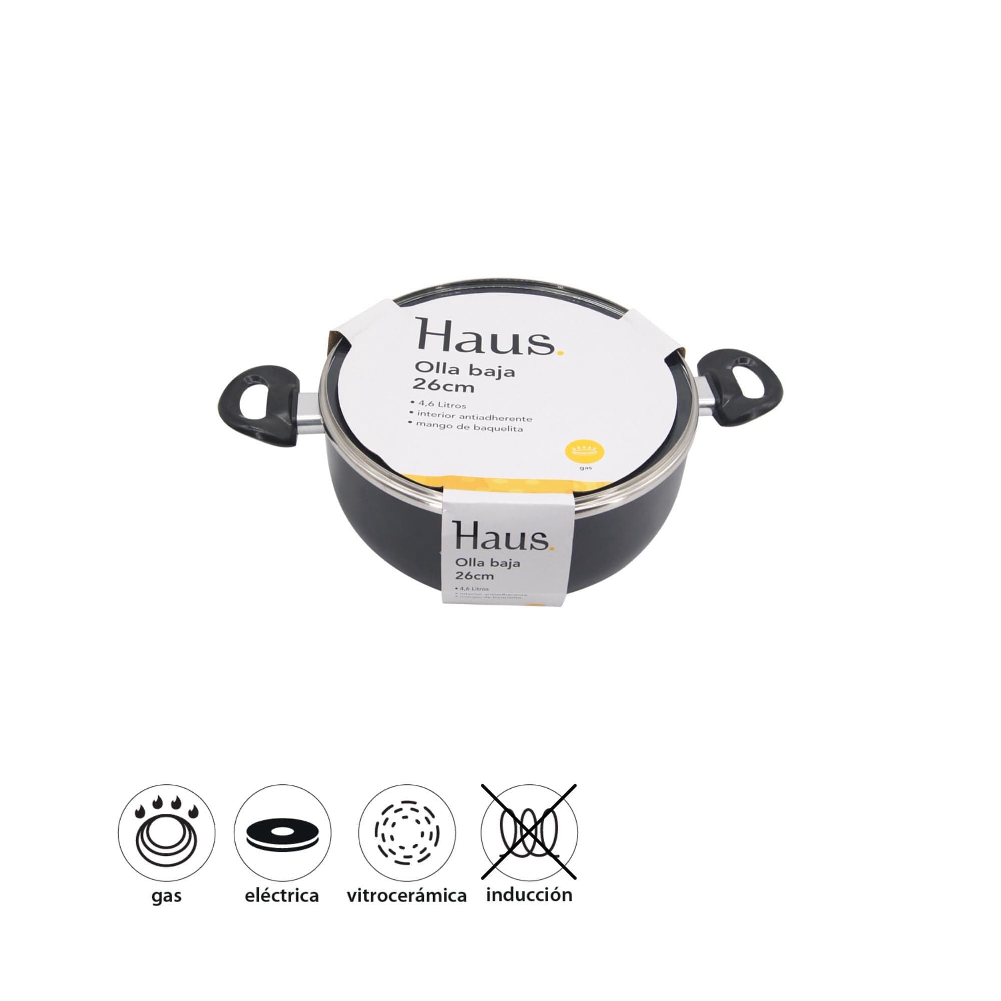 Olla Baja 26cm 4,6L Prensado Antiadherente 1 Pieza