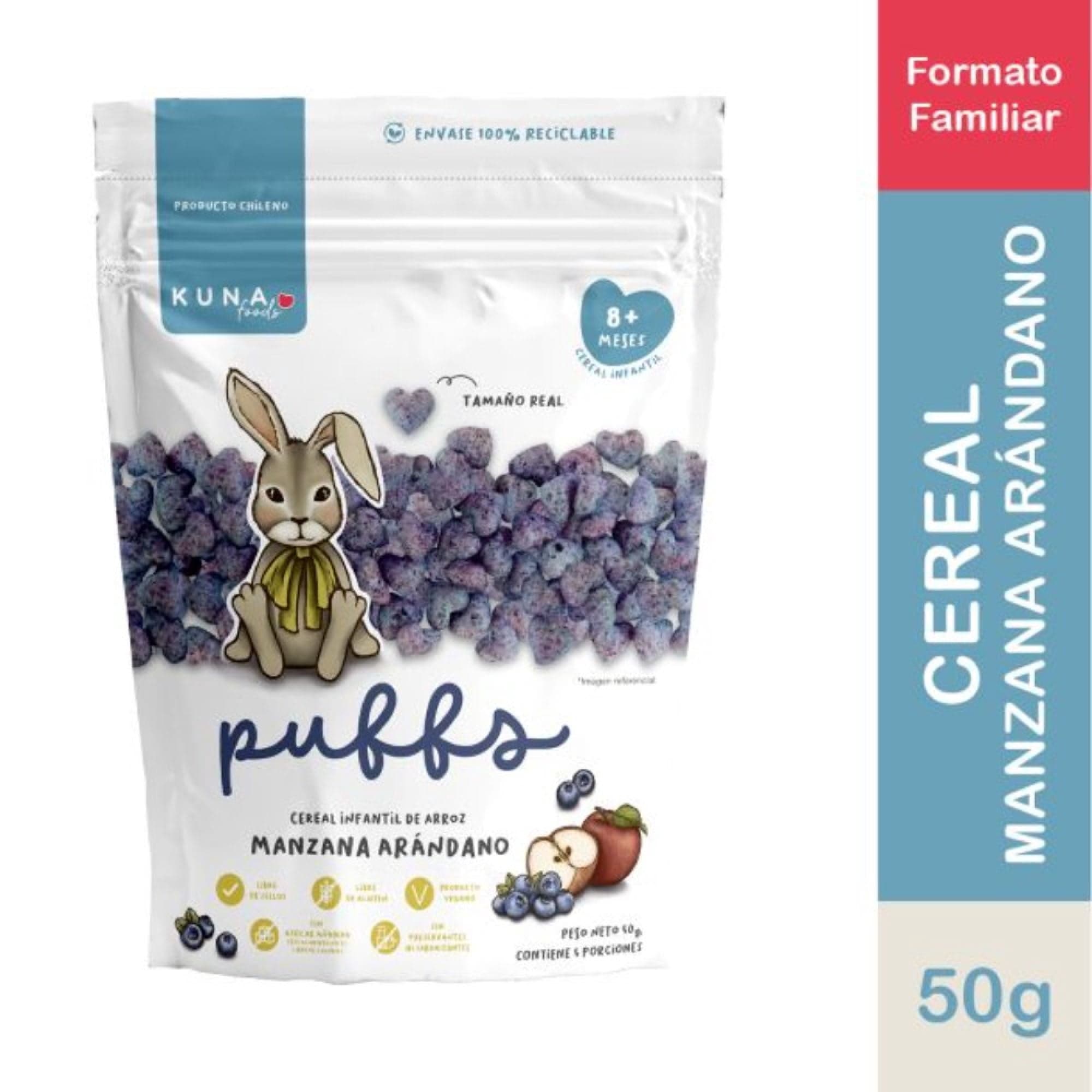 Cereal Puffs Manzana y Arandano, 50 g