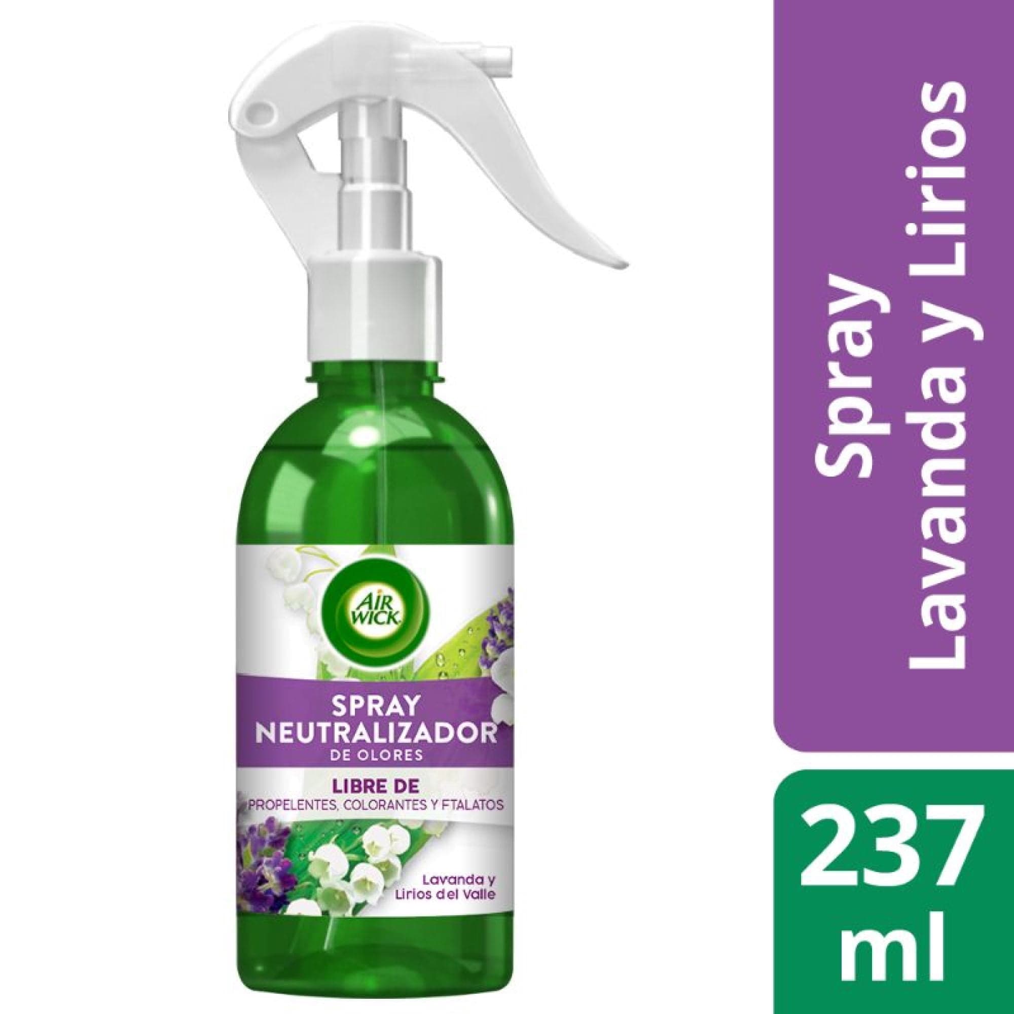 Desodorante Ambiental Aerosol Spray Neutralizador de Olores Lavanda y Lirios del Valle Frasco