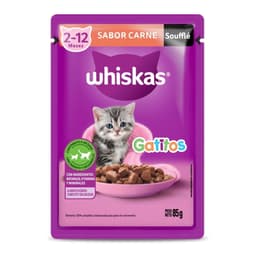 Alimento Humedo Gatito Souffle Sabor Carne Pouch, 85 g