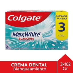 Gel Dental anticaries con fluor Pasta Dental Colgate max white, 75 ml 3 Un