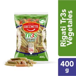 Fideo Pasta Tres Vegetales Rigati Bolsa, 400 g