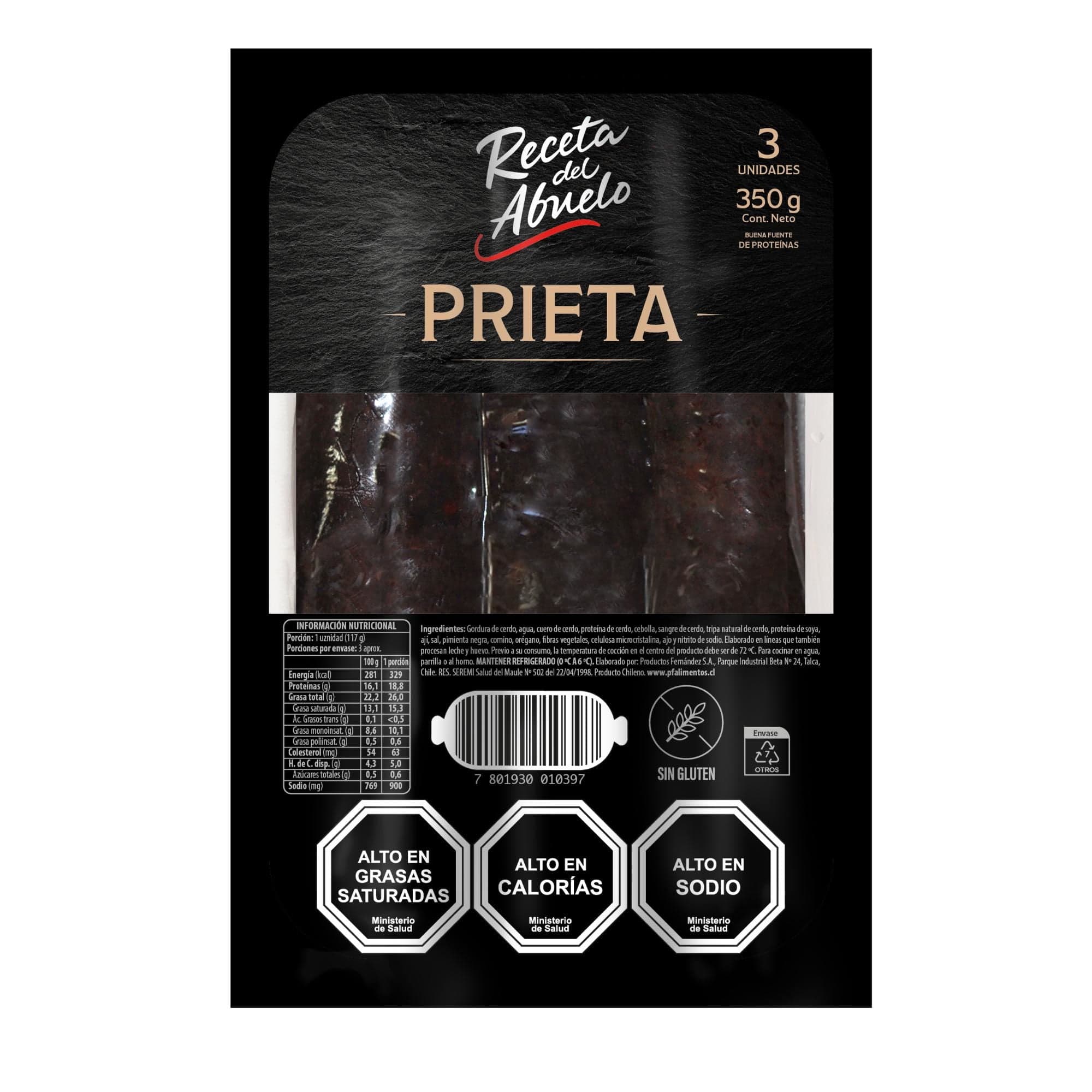 Prieta Tradicional Bolsa 3 Un, 350 g