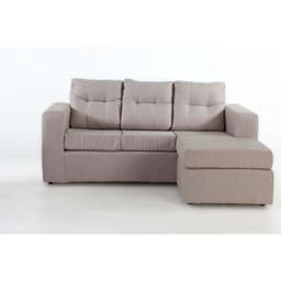 Sofa Modular Rodas 3 Cuerpos Tela Beige