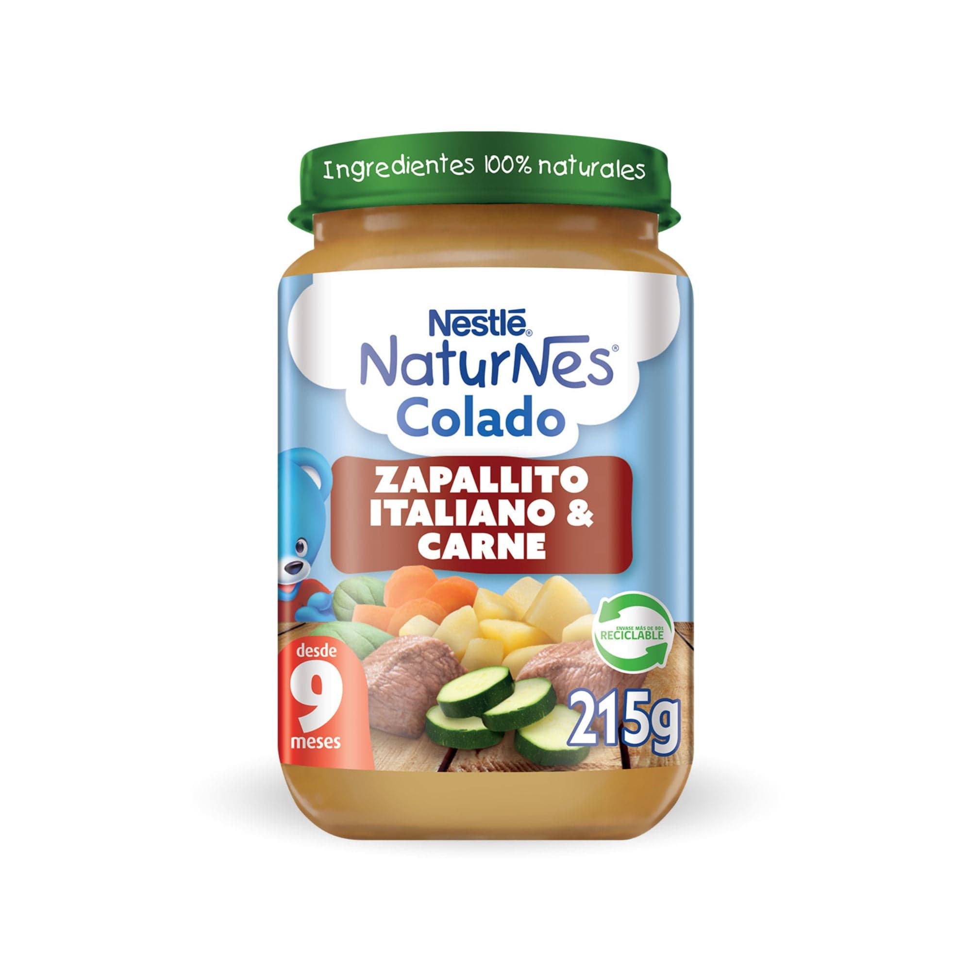 Colado Naturnes Zapallito Italiano y Carne, 215 g