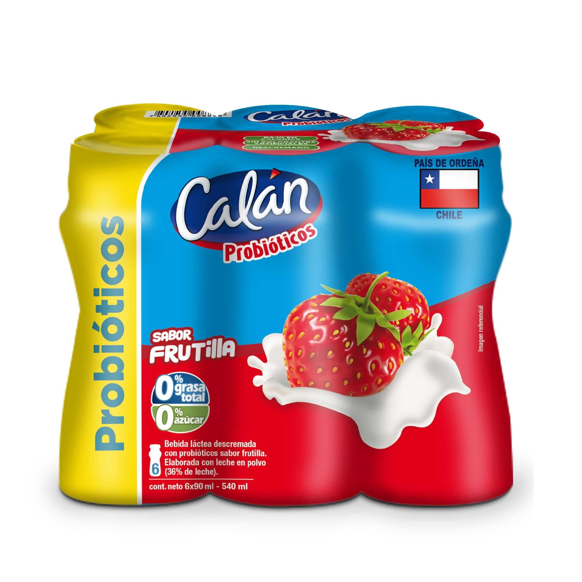 Bebida Lactea Probiotico Sabor Frutilla Pack Botella, 6 Botellas 90 cc c/u