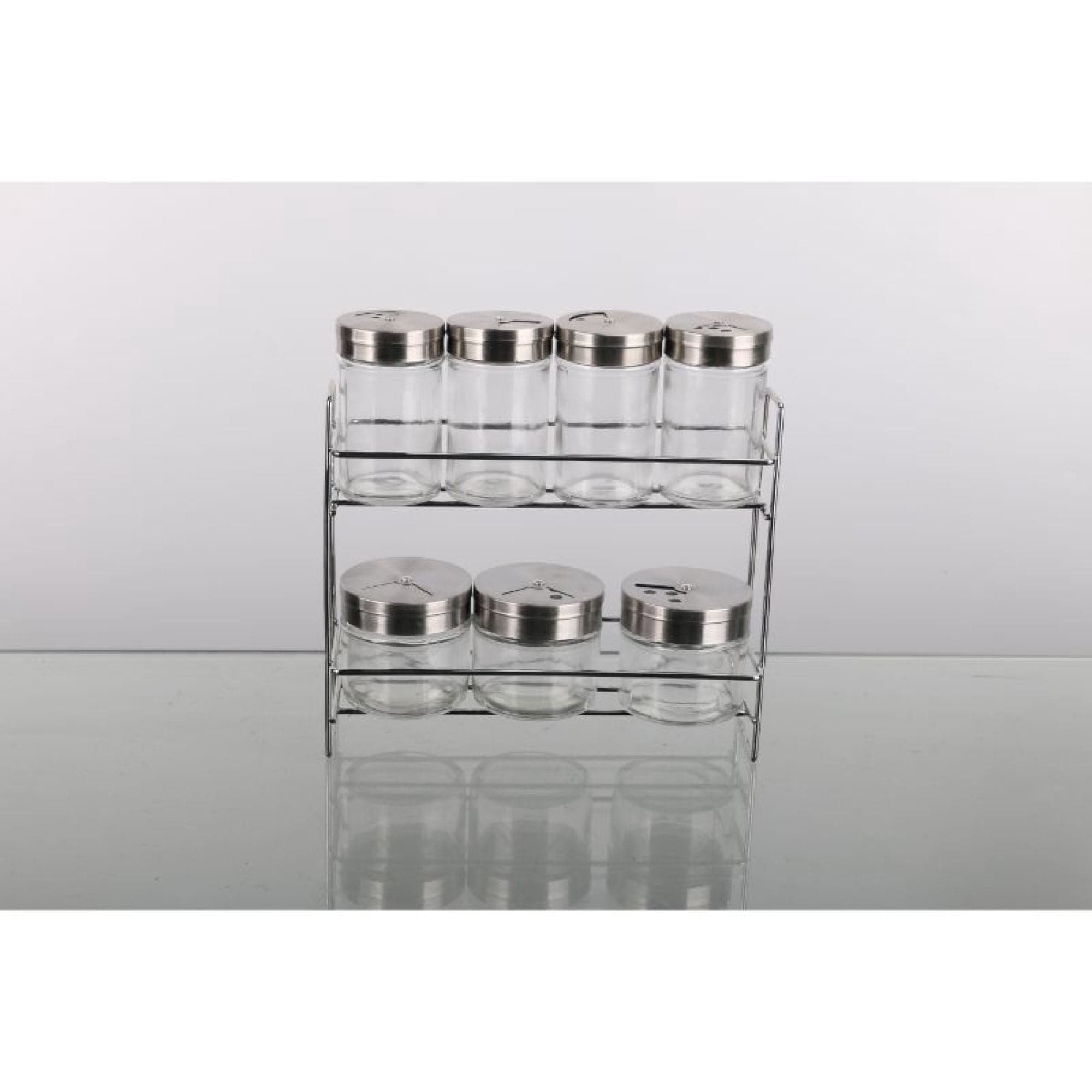 Set De Especiero Vidrio Con Rack 8 Piezas Transparente