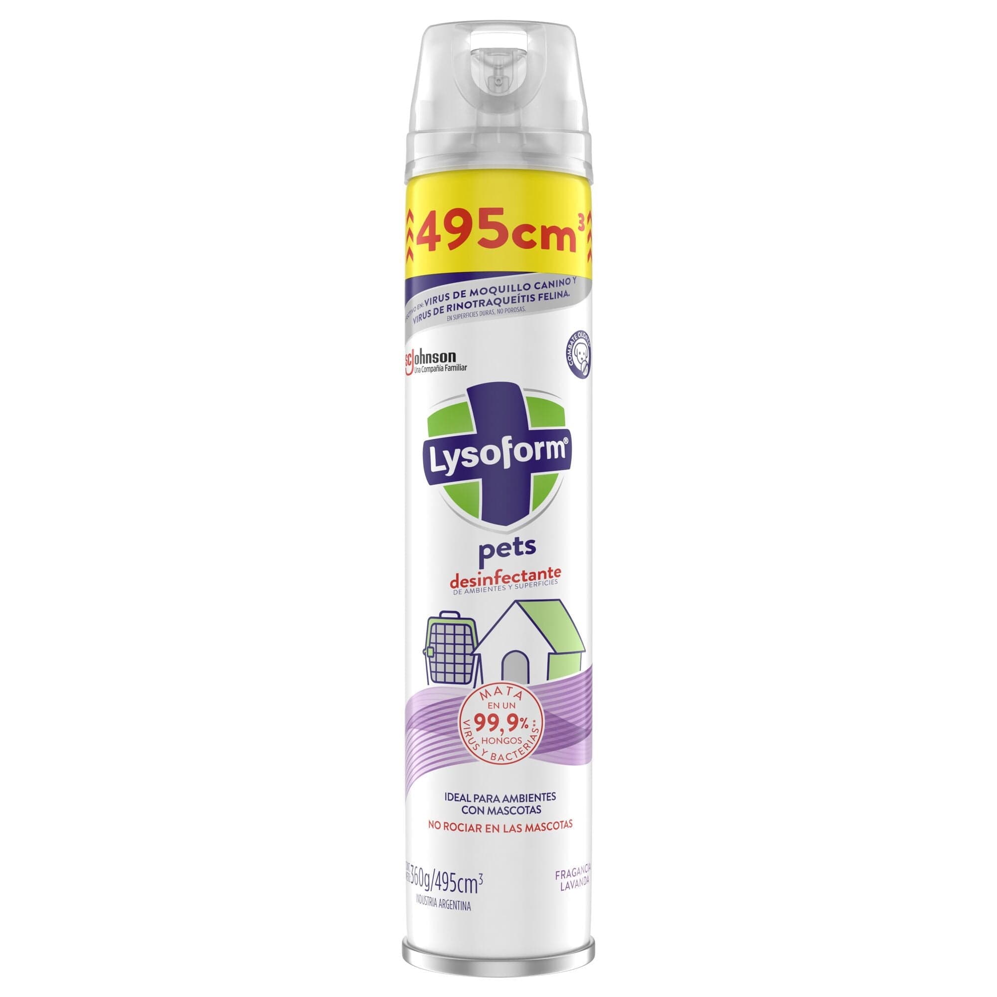 Desinfectante de Ambientes y Superficies Aerosol Lavanda Lata, 495 ml