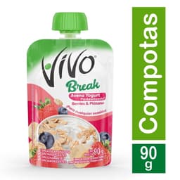 Compota Vivo Break Avena Berries Platano, 90 g
