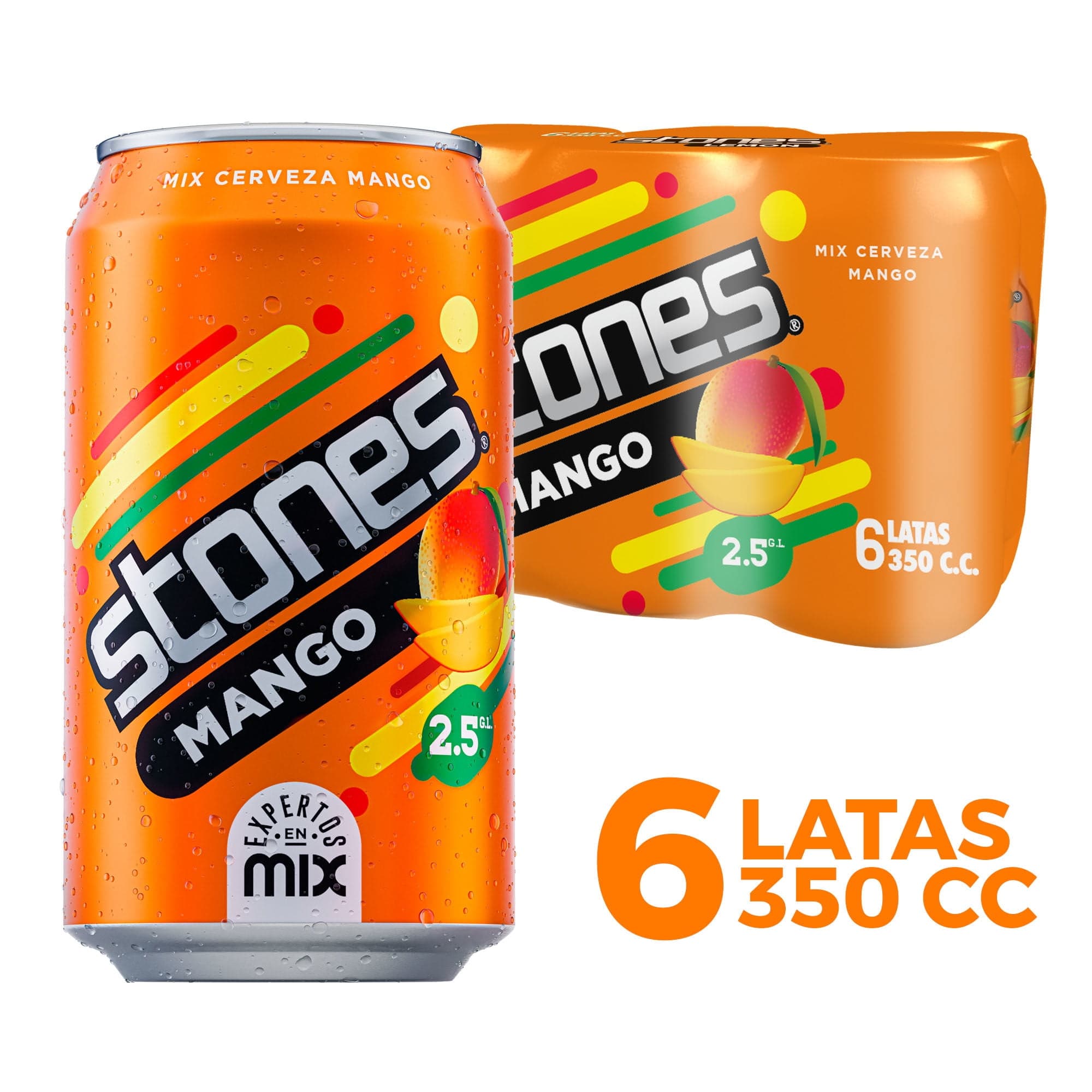 Cerveza Mango Stones 2.5 Pack 6 Lata, 350 ml