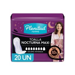 Toallas Femeninas Plenitud para Incontinencia Femme Maxi Nocturna, 20 unidades