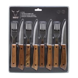 Cuchilleria De Tenedores Y Cuchillos Premium 8 Piezas Acero Inoxidable - Madera Cafe - Plateado