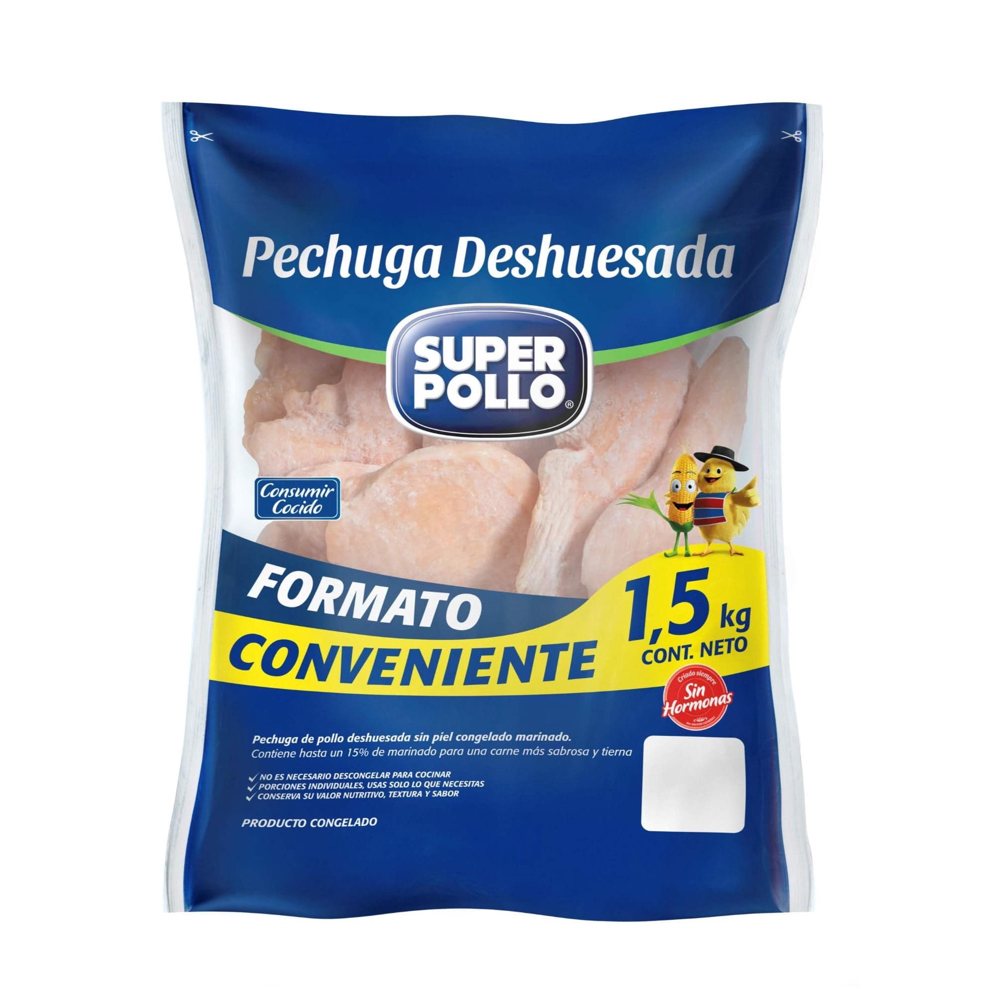 Pollo Pechuga deshuesada congelada, 1.5 kg