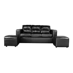 Sofa 3 Cuerpos Nize + 2 Pouf PU Negro
