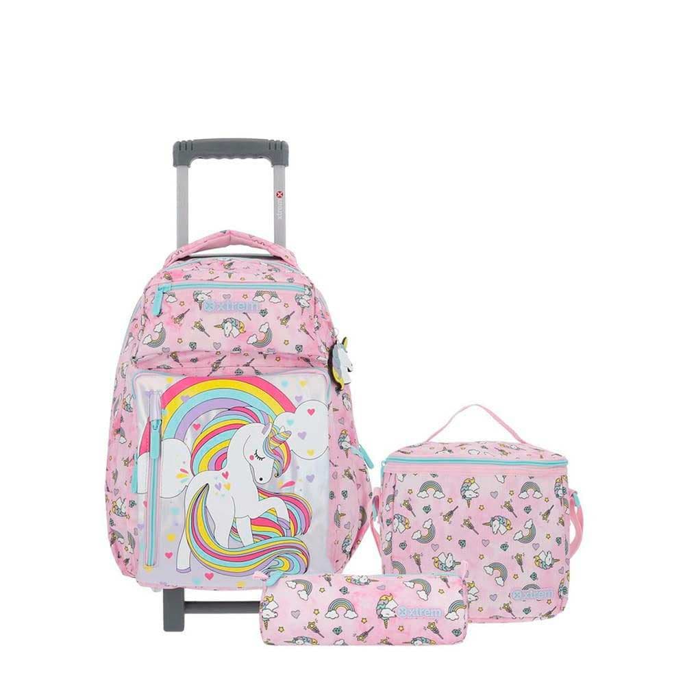 Pack Mochila Con Ruedas Nina New Run Rosado M Xtrem